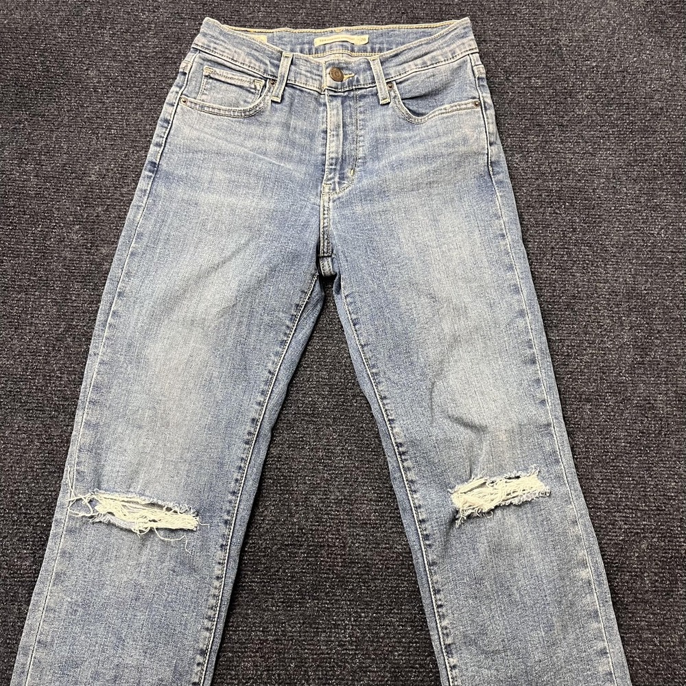 Levi's Jeans‎ Womens 26 High Rise Straight Light Wash Blue Distressed Denim